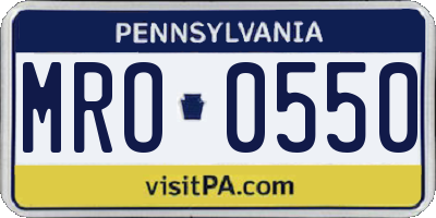 PA license plate MRO0550