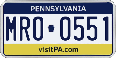 PA license plate MRO0551