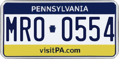 PA license plate MRO0554