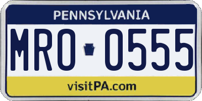 PA license plate MRO0555