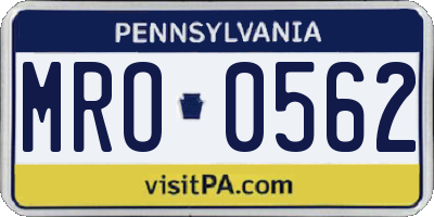 PA license plate MRO0562