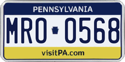 PA license plate MRO0568