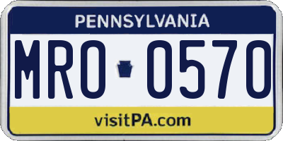 PA license plate MRO0570