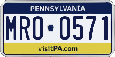 PA license plate MRO0571