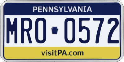 PA license plate MRO0572
