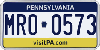 PA license plate MRO0573