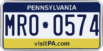 PA license plate MRO0574