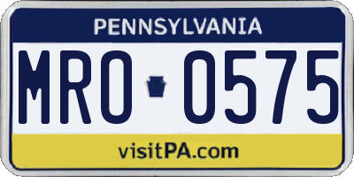 PA license plate MRO0575