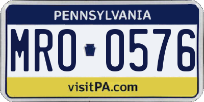 PA license plate MRO0576