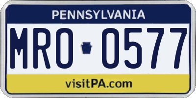 PA license plate MRO0577