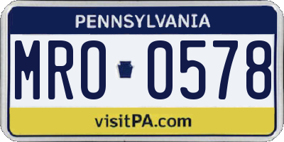 PA license plate MRO0578