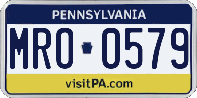 PA license plate MRO0579