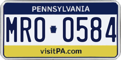 PA license plate MRO0584