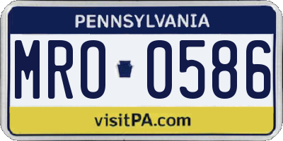 PA license plate MRO0586