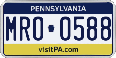 PA license plate MRO0588