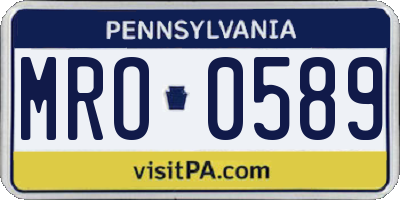 PA license plate MRO0589