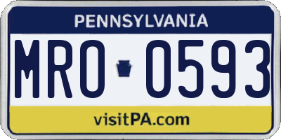 PA license plate MRO0593