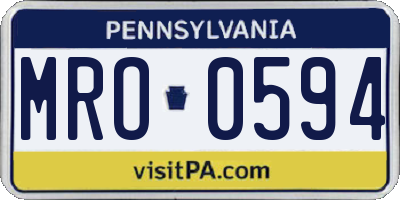 PA license plate MRO0594
