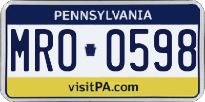 PA license plate MRO0598