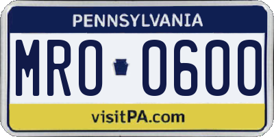 PA license plate MRO0600