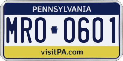 PA license plate MRO0601