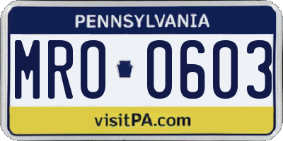 PA license plate MRO0603