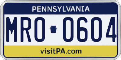 PA license plate MRO0604