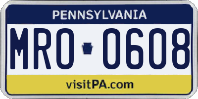 PA license plate MRO0608