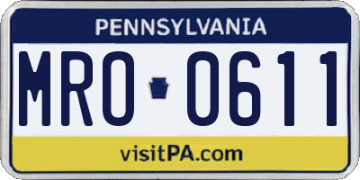 PA license plate MRO0611