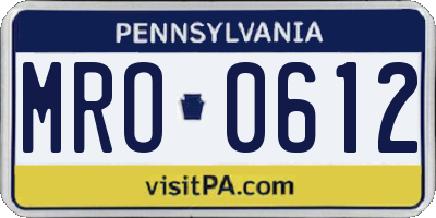 PA license plate MRO0612