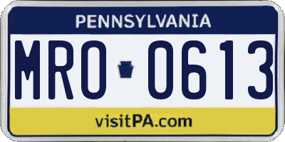 PA license plate MRO0613