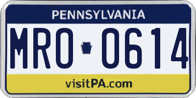 PA license plate MRO0614