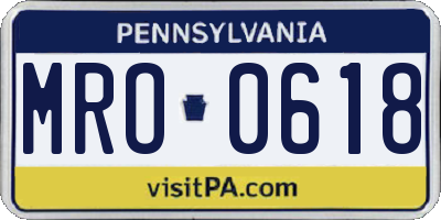 PA license plate MRO0618