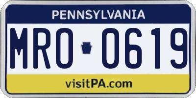 PA license plate MRO0619