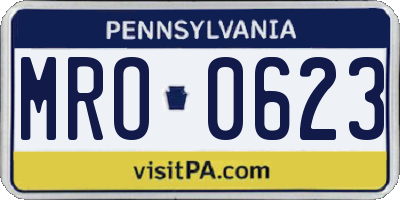 PA license plate MRO0623