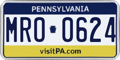 PA license plate MRO0624