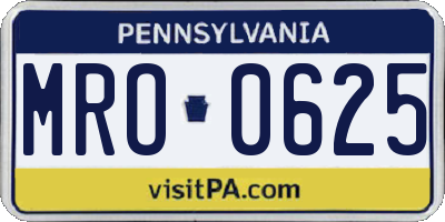 PA license plate MRO0625