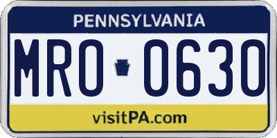 PA license plate MRO0630