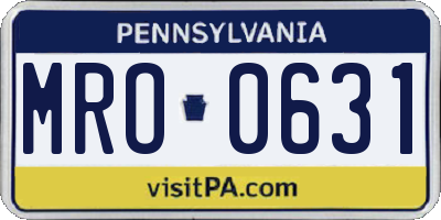 PA license plate MRO0631