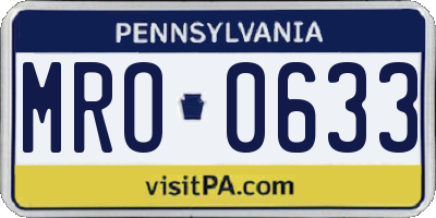 PA license plate MRO0633