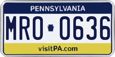 PA license plate MRO0636