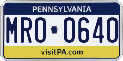 PA license plate MRO0640