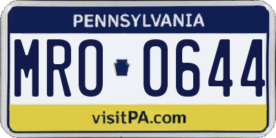 PA license plate MRO0644