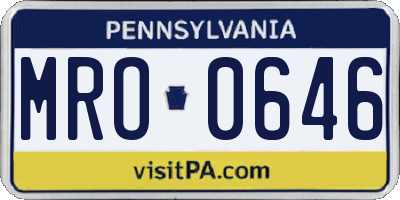 PA license plate MRO0646