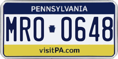 PA license plate MRO0648