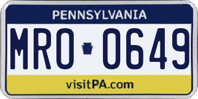 PA license plate MRO0649