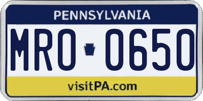 PA license plate MRO0650