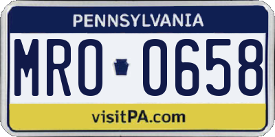PA license plate MRO0658