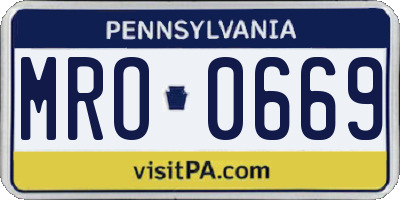 PA license plate MRO0669