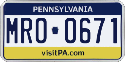 PA license plate MRO0671